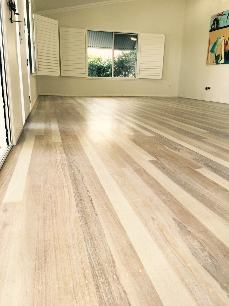 LiteniT Wood Bleaching System. Mixed Hardwood Floor Finished With Woca White Oil
