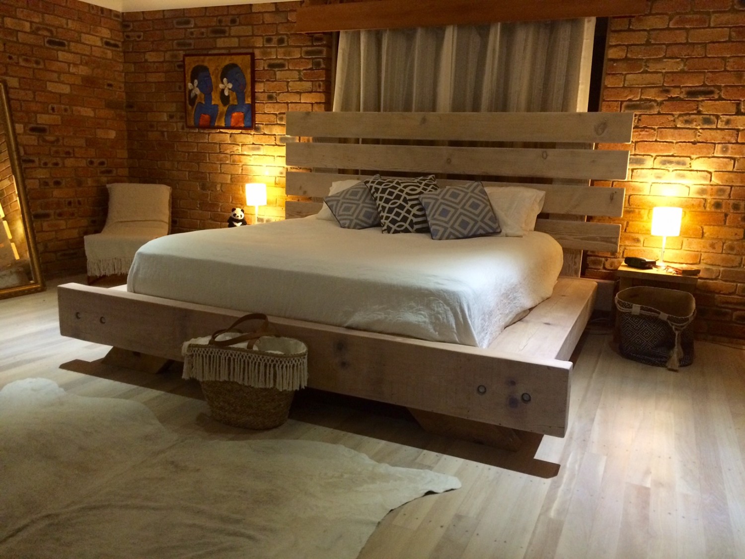 Bleached brushbox in bedroom flooring.